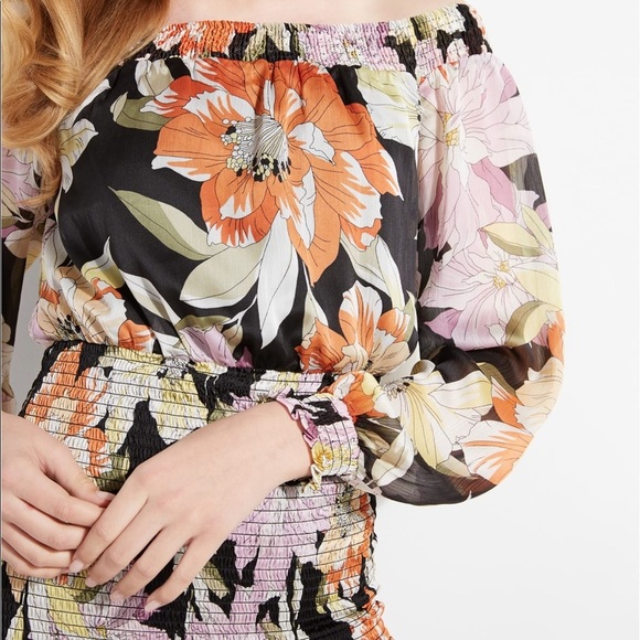 GUESS Gabby Off-The-Shoulder Smocked Dress SZ XXL - Picture 3 of 12